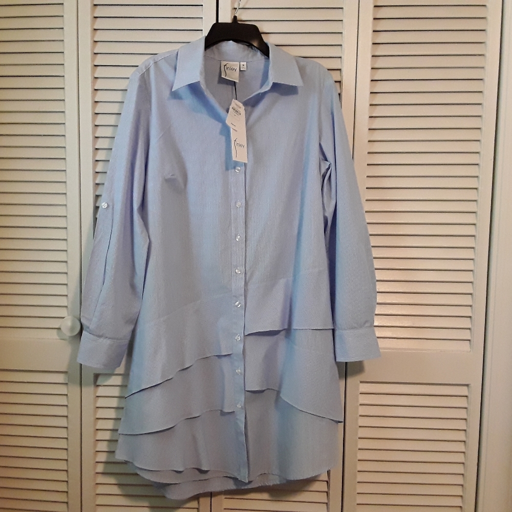 NWT FINLEY Womens BlueWhite Striped Tshirt Dress M